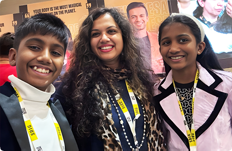 Jainam and Jivika at a networking event