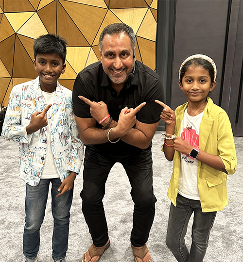 Jainam and Jivika meeting with Mr. Harry Singha